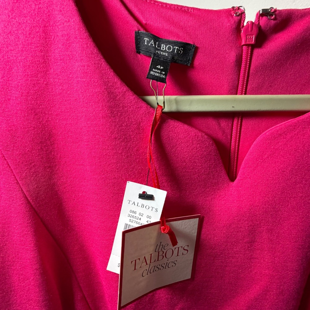 Talbots Petite Pink Sleeveless Sheath Dress Notched Neck 4P NWT 326524 - Picture 3 of 6